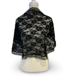 Black Floral Lace Capelet Shawl Gothic Victorian Romantic OS